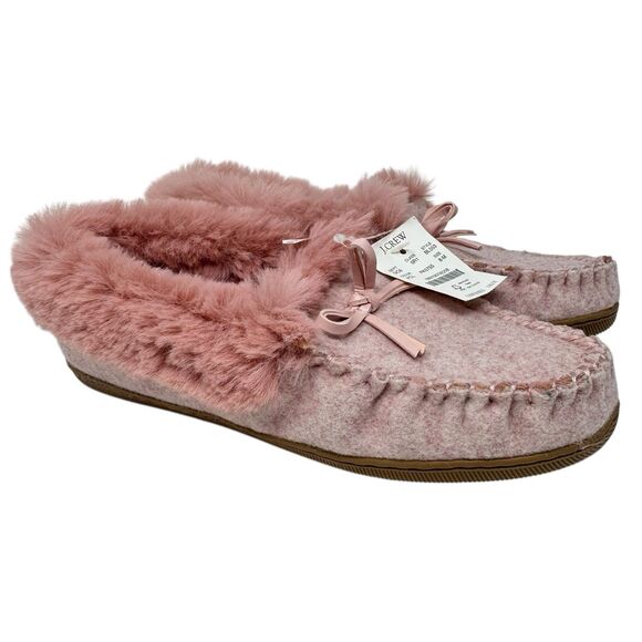 J. Crew Factory heathered slippers pink cloud moccasin slippers SZ 8 NWT - Picture 1 of 7